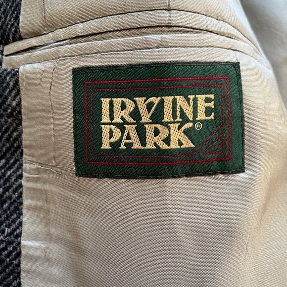 NWT Vintage Tweed Wool Sport Coat Jacket Men 46L Herringbone Gray Irvine Park - Picture 9 of 11